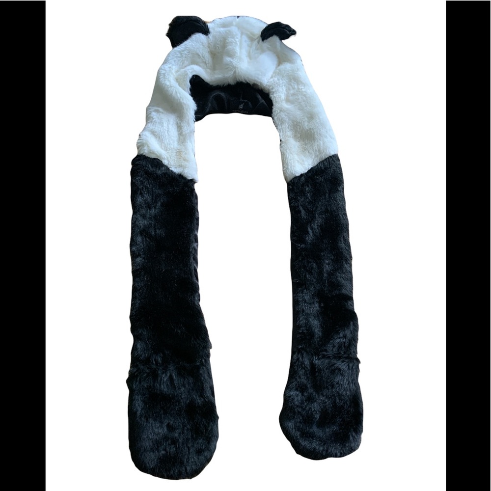 Panda Hat Scarf with attached Mittens (All-in-one)
